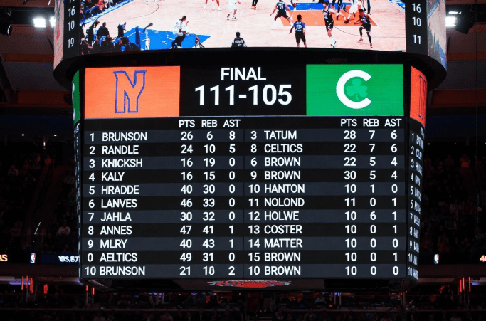 knicks vs boston celtics match player stats