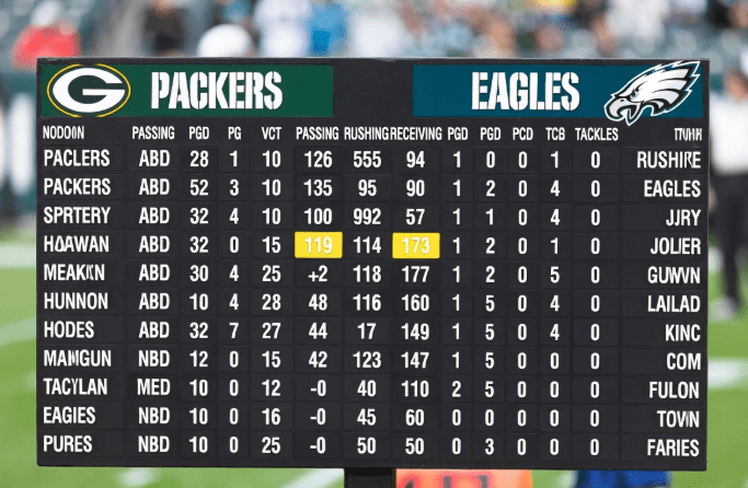 Green Bay Packers vs Philadelphia Eagles match player stats