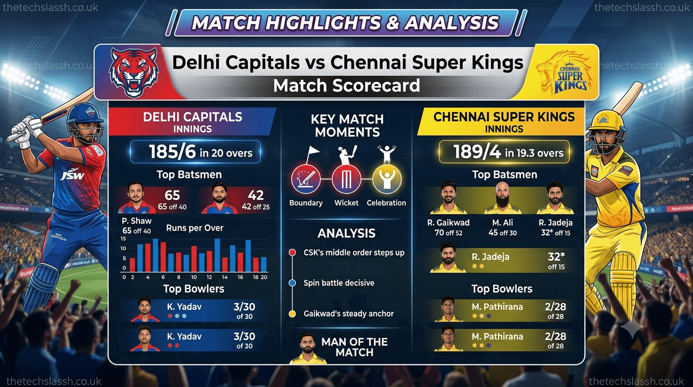 Delhi Capitals vs Chennai Super Kings Match Scorecard